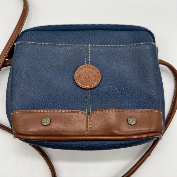 Vintage Liz Claiborne Navy Blue & Brown Mini Crossbody Purse - Picture 2 of 7